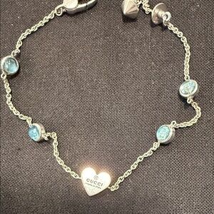 Gucci Heart Tag Silver and Blue Topaz